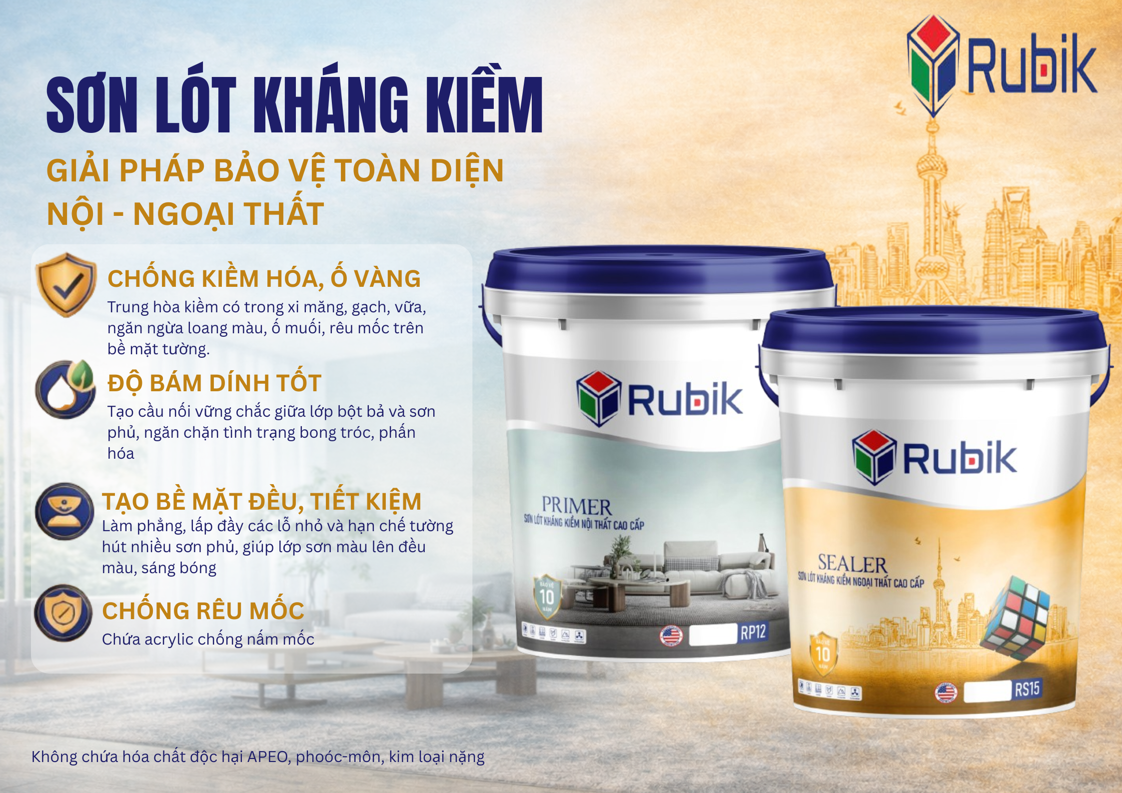 Sơn lót kháng kiềm nội & ngoại thất - Giải pháp bảo vệ tường bền đẹp toàn diện